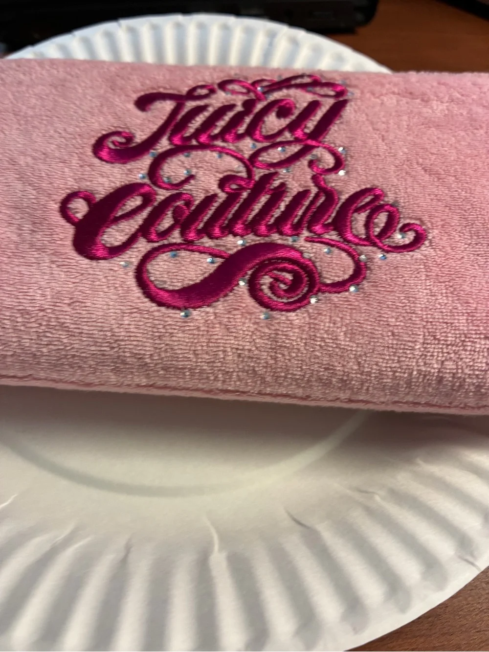 Juicy Couture Pink Embroidered Zip-Around Wristlet NWT